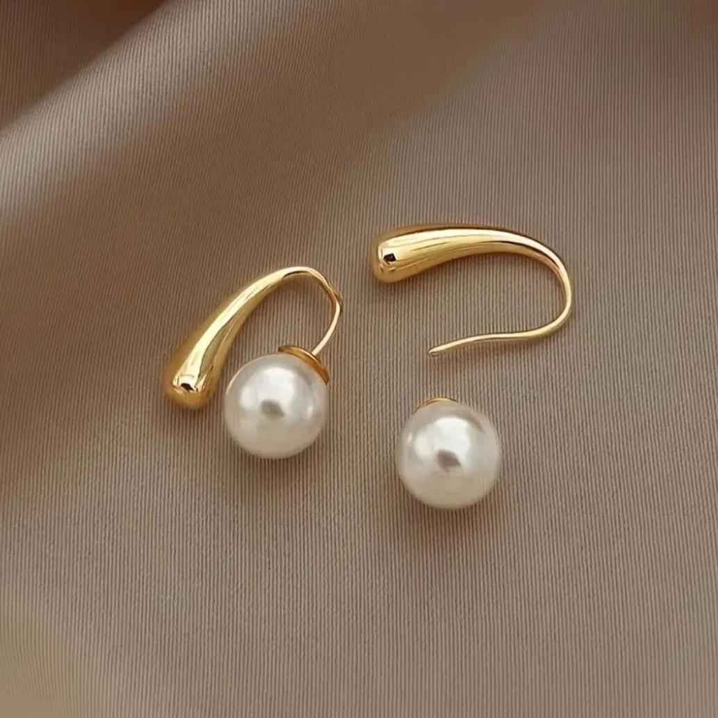18 Kt Gold Over Titanium Pearl Drop Earrings